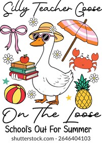 Louco Professor Ganso no Solto, Escola fora para o verão, Goose Professor, Professor verão, Engraçado ensinar, Ganso Escola