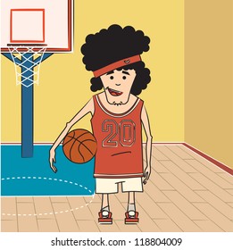 Silly thin basketball player