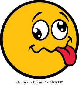 Silly Yellow Emoji Character. Vector illustrations.