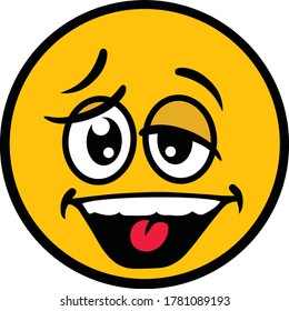 Silly Yellow Emoji Character. Vector illustrations.