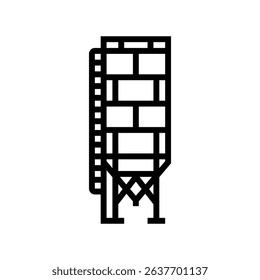 silo cement production line icon vector. silo cement production sign. isolated contour symbol black illustration