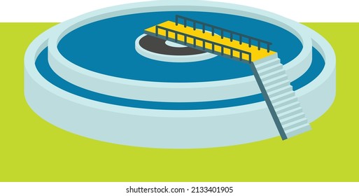 Silo Decanters Concept, Sludge Dewatering vector color icon design, Water Treatment and Purification Plant symbol, Environment Friendly Industry Sign, Desalination Biotechnology stock illustration