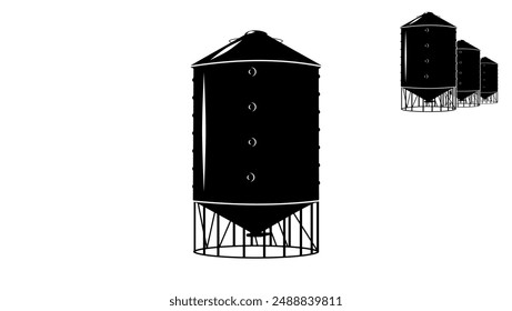 Silo emblem, black isolated silhouette