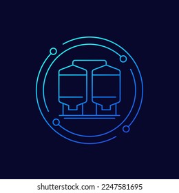 silo, grain storage icon, linear design