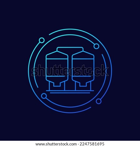 silo, grain storage icon, linear design