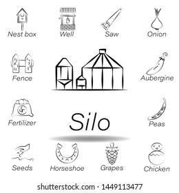 silo hand draw icon. Element of farming illustration icons. Signs and symbols can be used for web, logo, mobile app, UI, UX