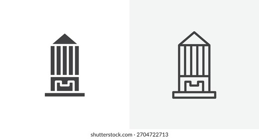 Silo icon. collection of editable stroke line and solid flat styles.