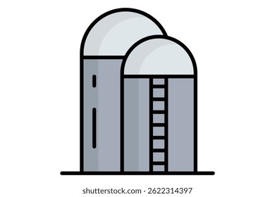 Silo icon. colored outline icon style. icon related to storage for harvested grains. agriculture elements vector illustration