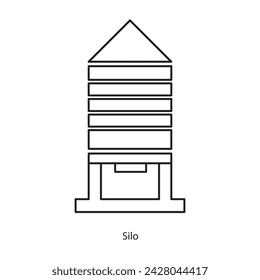 Icono de silo. Diseño de silo simple línea plana Farming signo en fondo blanco..eps