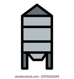 Silo icon in flat line style representing grain storage agriculture and food preservation ideal for farming logistics and agribusiness concepts.