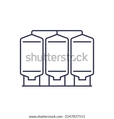 silo icon, grain storage line vector