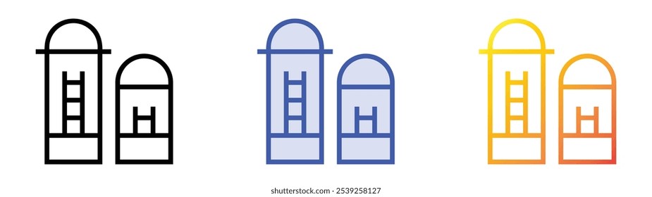 silo icon. Linear, Blue Fill and Gradient Style Design Isolated On White Background