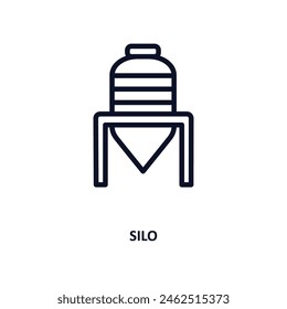 silo icon. Thin line silo icon from agriculture and farm collection. Outline vector isolated on white background. Editable silo symbol can be used web and mobile