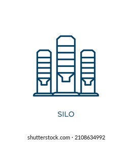 silo icon. Thin linear silo outline icon isolated on white background. Line vector silo sign, symbol for web and mobile