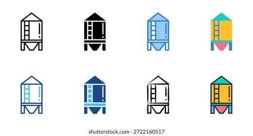 Los iconos de silo establecen una colección de estilo múltiple. Trazo editable 
