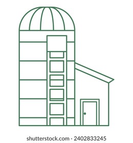 Silo line art. Vector illustration with agriculture theme and line art vector style. Editable vector element.