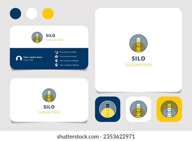 Silo logo design with editable slogan. Branding book and business card template.