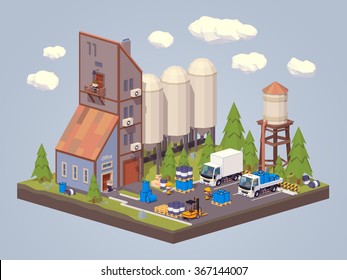 Silo plant. Storage of liquids. 3D lowpoly isometric vector concept illustration