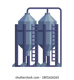 Silo Storehouse for Grain Storage Agricultural Building Cartoon Vector Illustration