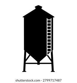 Silo Storing Grain Silhouette representing silo storing grain, suitable for clean vector graphics, signage, presentations, web design, and commercial projects