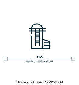 silo vector line icon. Simple element illustration. Silo outline icon from farm set concept. Can be used for web and mobile
