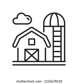 Silo Vector Outline Icon Design illustration. Agriculture and Farming Symbol on White background EPS 10 File