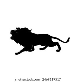 Silohoutte of lion open mouth and roar