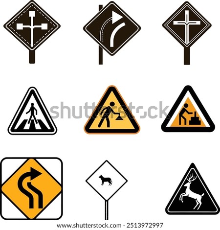  silohuette road sign vector bundle