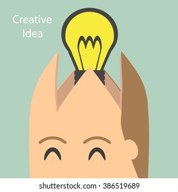 Silos of thoughts, Ideas concept. New idea. Head like missile silos. Vector illustration.