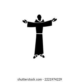 SILOUETTE OF FRIAR OR PRIEST, JESUS ​​STATUE ICON