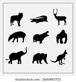 siluet animal Wild series black white