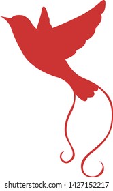 A siluette Red bird. Element of design.