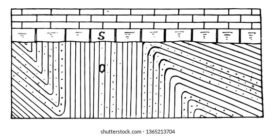 Silurian limestones or dolomites widely scattered around the world showing natural beauty vintage line drawing.