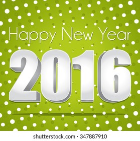 Silver 2016. Green festive halftone dotted vector  greeting card. Happy New year. 