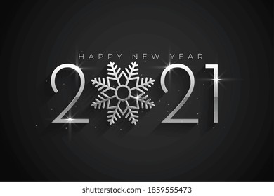 silver 2021 happy new year background with snowflake