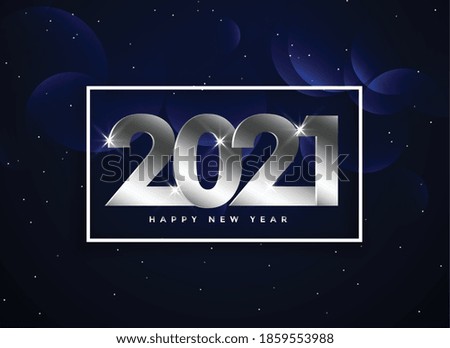 silver 2021 hapy new year text on dark blue background