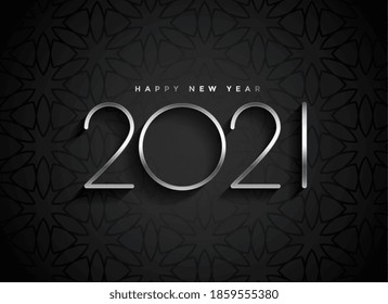 silver 2021 new year text on black background