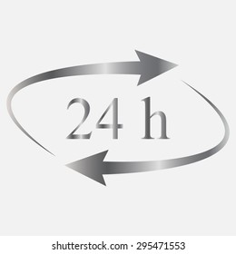 Silver 24 hours - vector icon, flat design