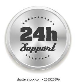 Silver 24h support badge on white background