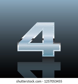 Silver 3 D number with black and grey background