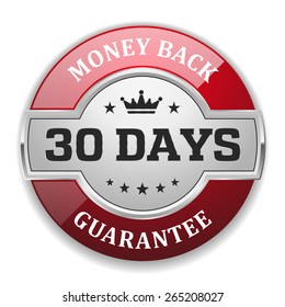 Silver 30 Days Money Back Badge With Red Border