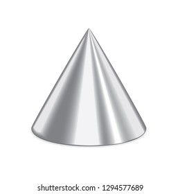 Silver 3d Cone Isolated On A White Background