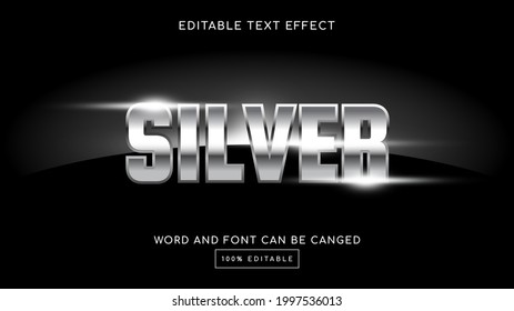 Silver 3D Editable Text Effect Template