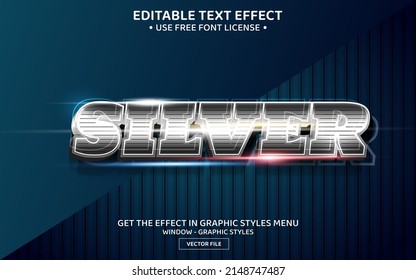 Silver 3D Editable Text Effect Template