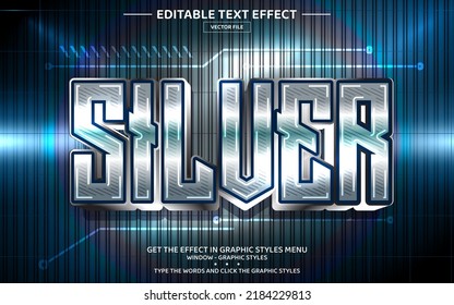 Silver 3D Editable Text Effect Template