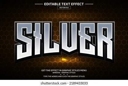 Silver 3D editable text effect template