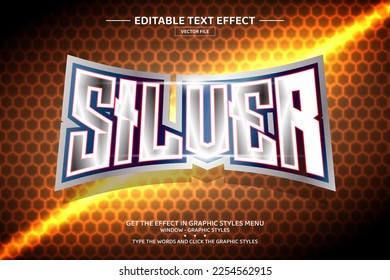 Silver 3D editable text effect template