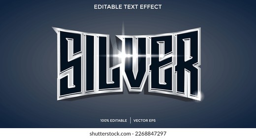 Silver 3D editable text effect template