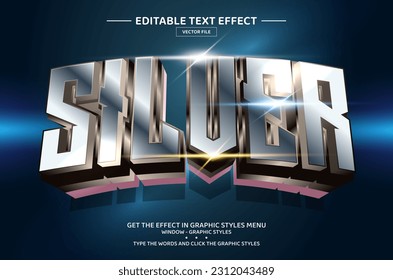 Plantilla de efecto de texto editable Silver 3D