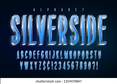 Silver 3d glossy font, gold letters and numbers. Swatch color control